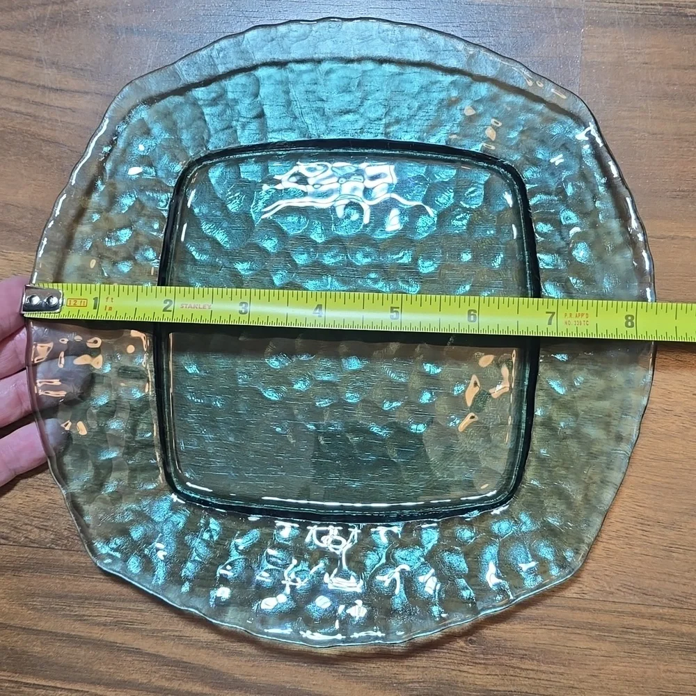 Pier 1 Green Glass Salad Plates - Set Of 4